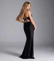 Carena Corset Lace-Up Slit Formal Dress