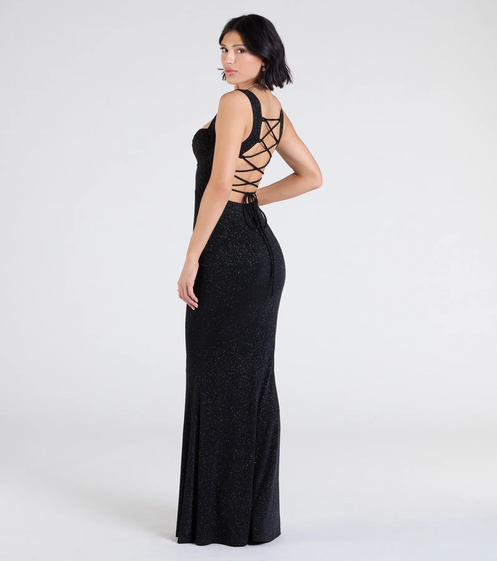Shelia Lace-Up Mermaid Glitter Formal Dress