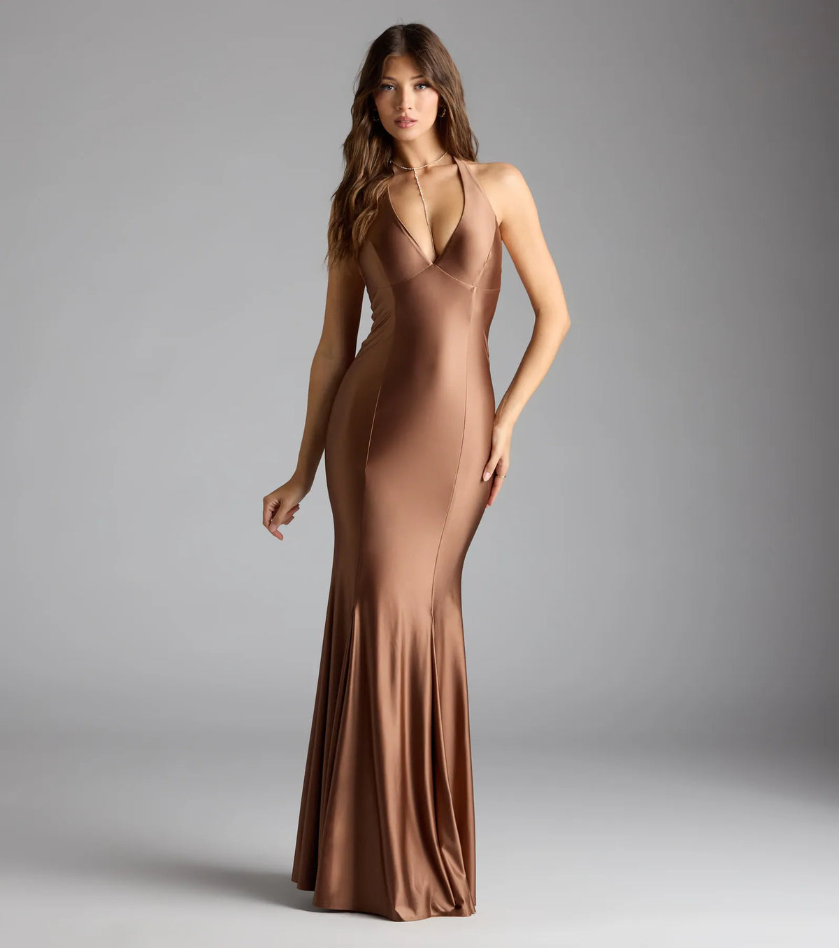 Jen V-Neck Halter Mermaid Formal Dress