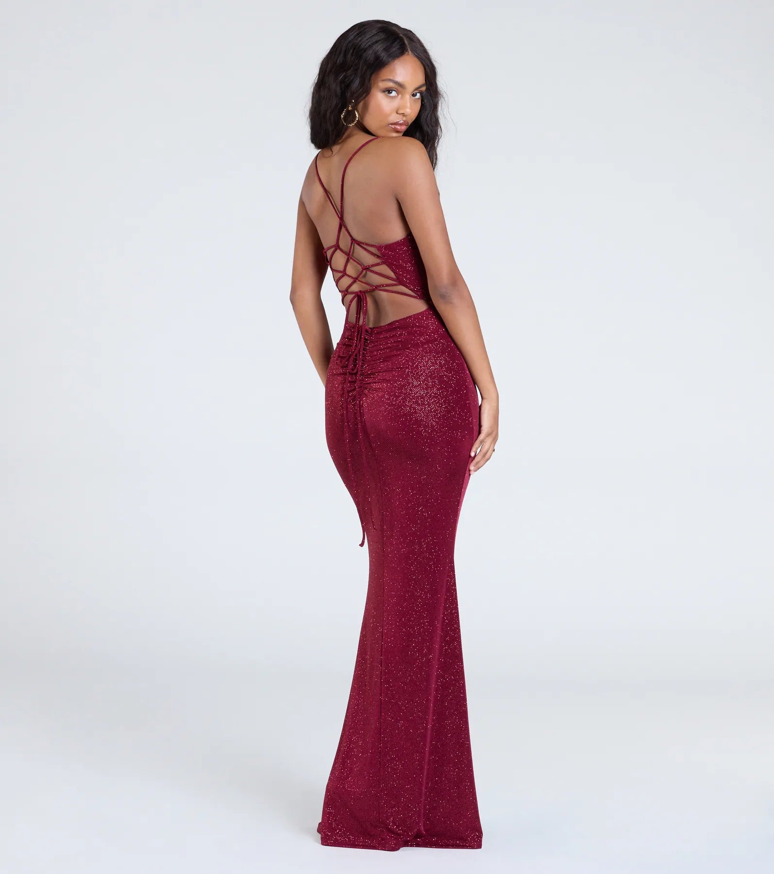 Joan Lace-Up Mermaid Glitter Formal Dress