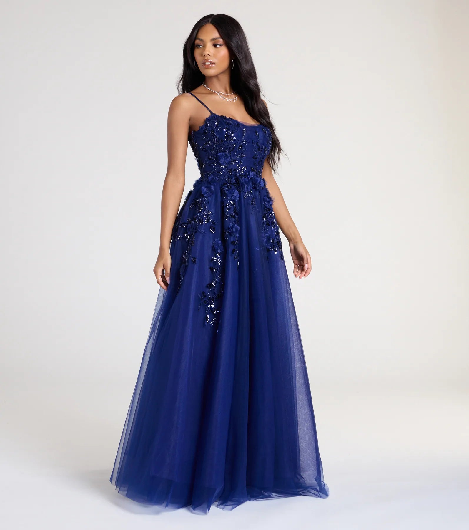 Lula A-Line Sequin Floral Tulle Ball Gown