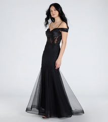 Cleo Floral Embroidered Tulle Corset Mermaid Gown