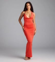 Alluring Sensation Halter Open Back Maxi Dress