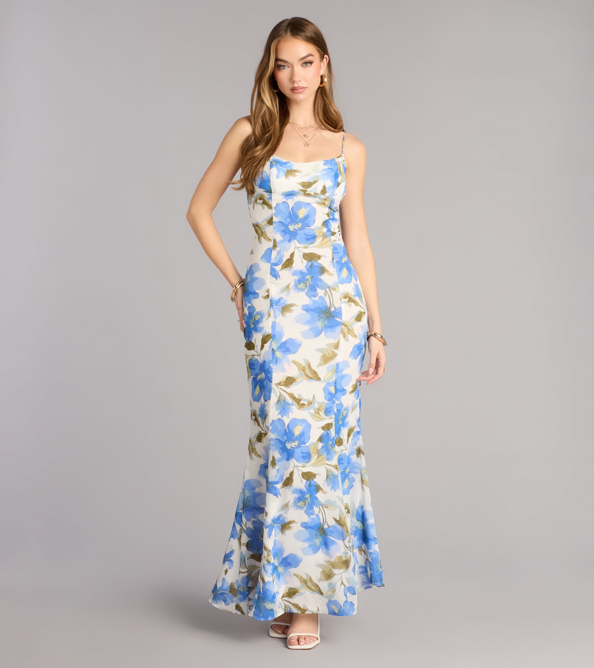 Vacay Beauty Strappy Back Floral Maxi Dress