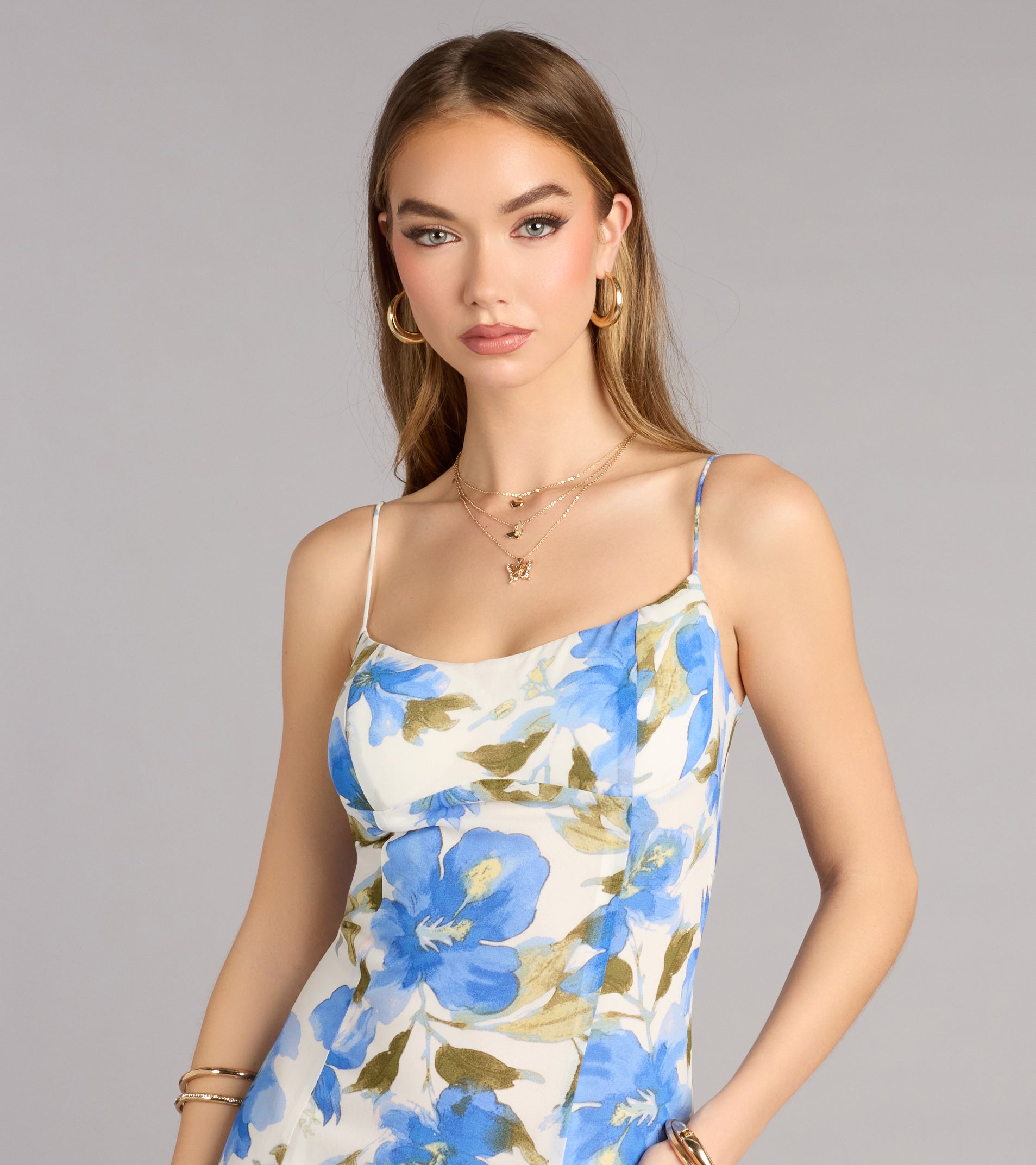 Vacay Beauty Strappy Back Floral Maxi Dress
