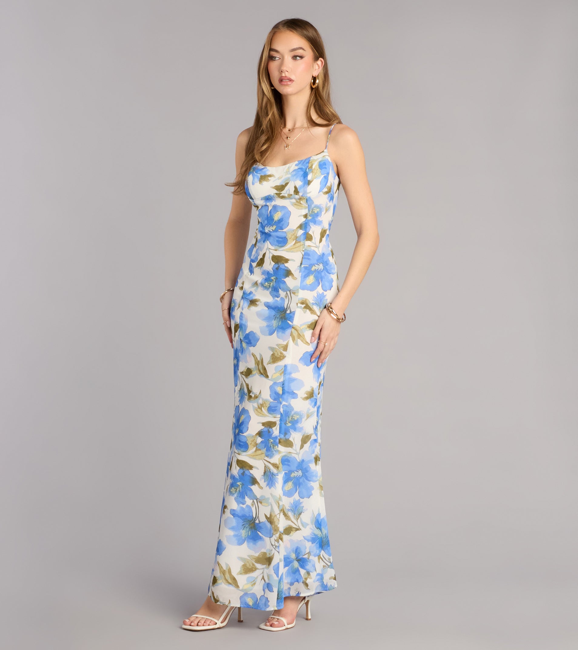 Vacay Beauty Strappy Back Floral Maxi Dress