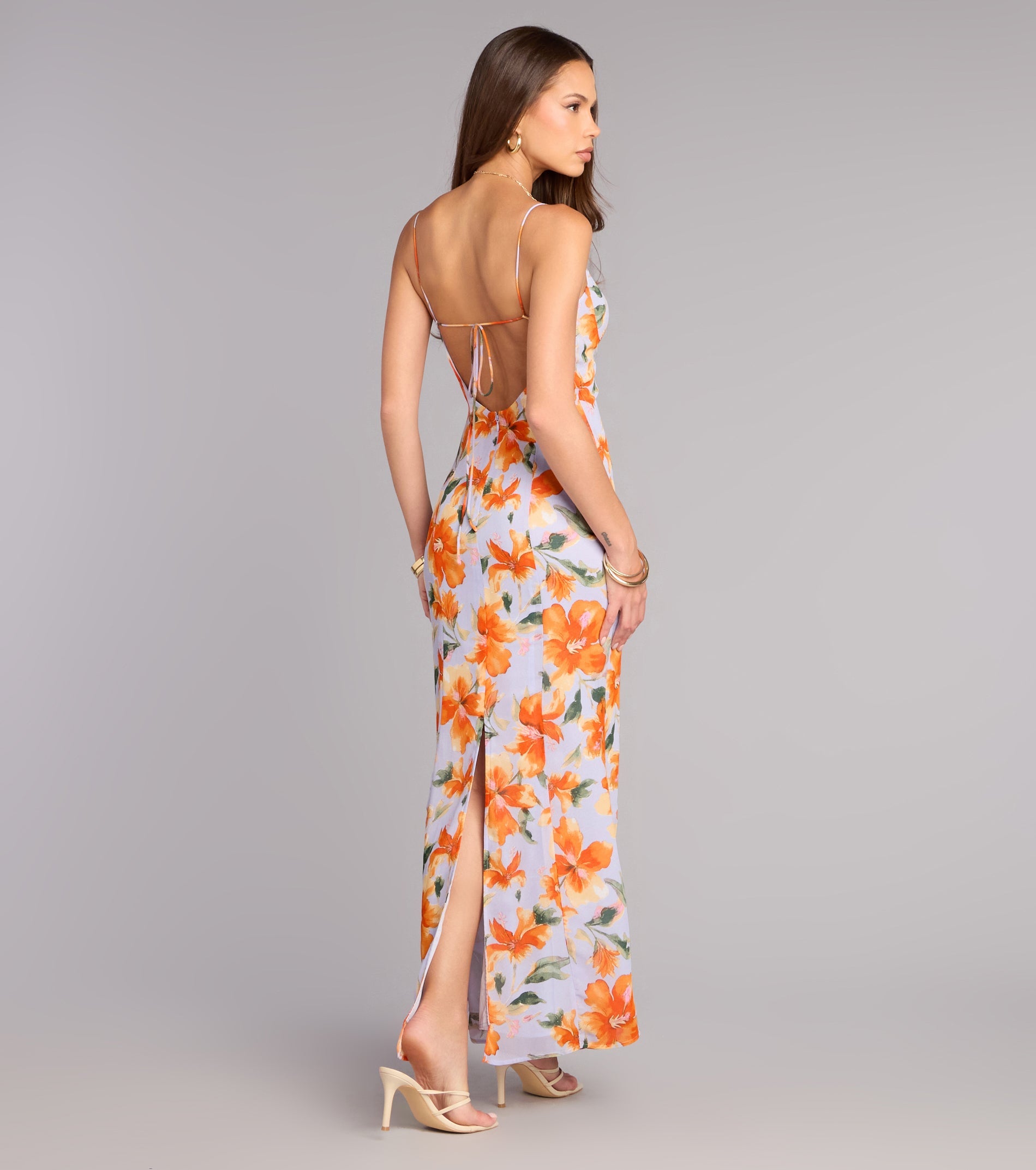 Vacay Beauty Strappy Back Floral Maxi Dress