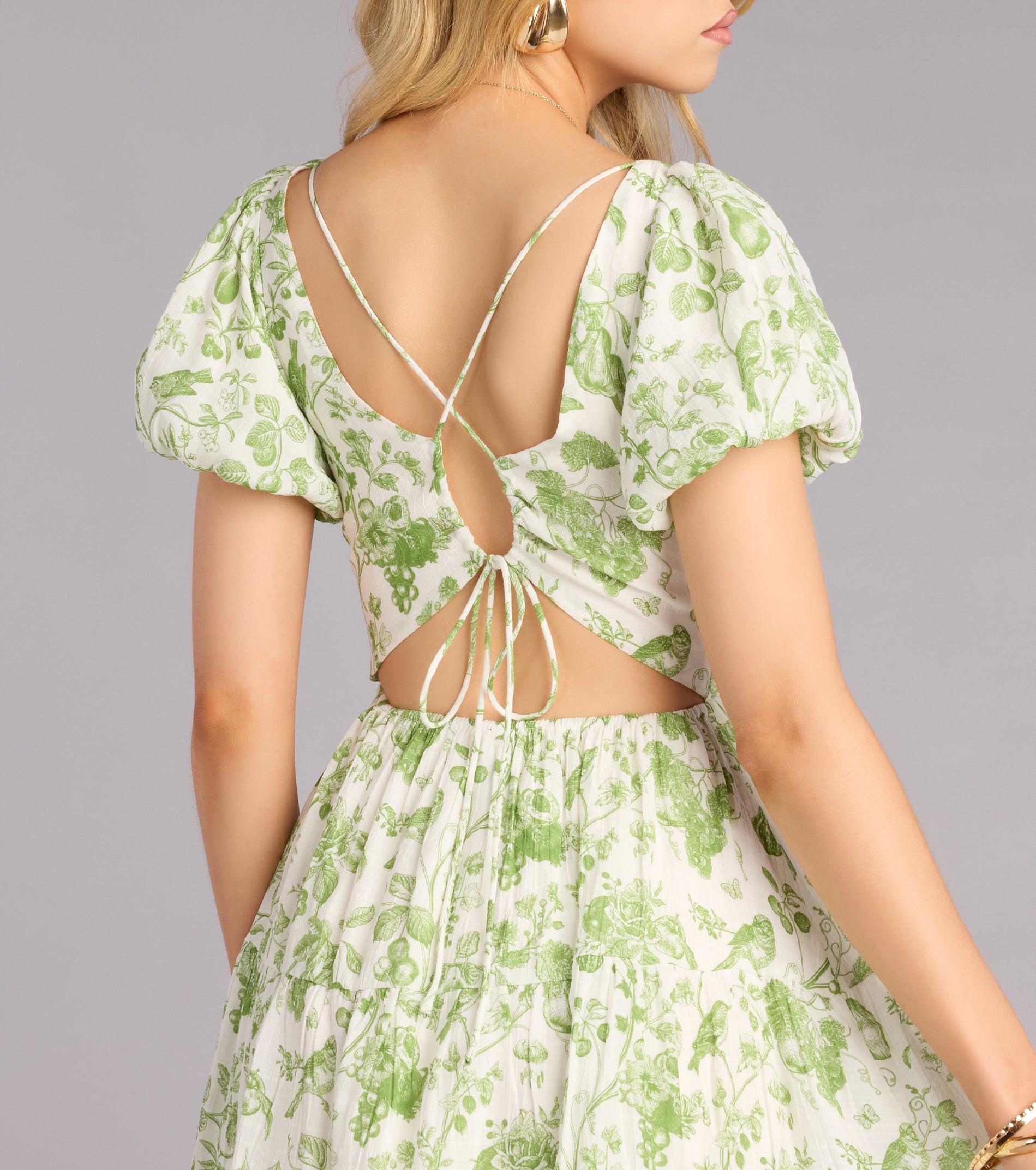 Fresh Blooms Puff Sleeve Skater Dress