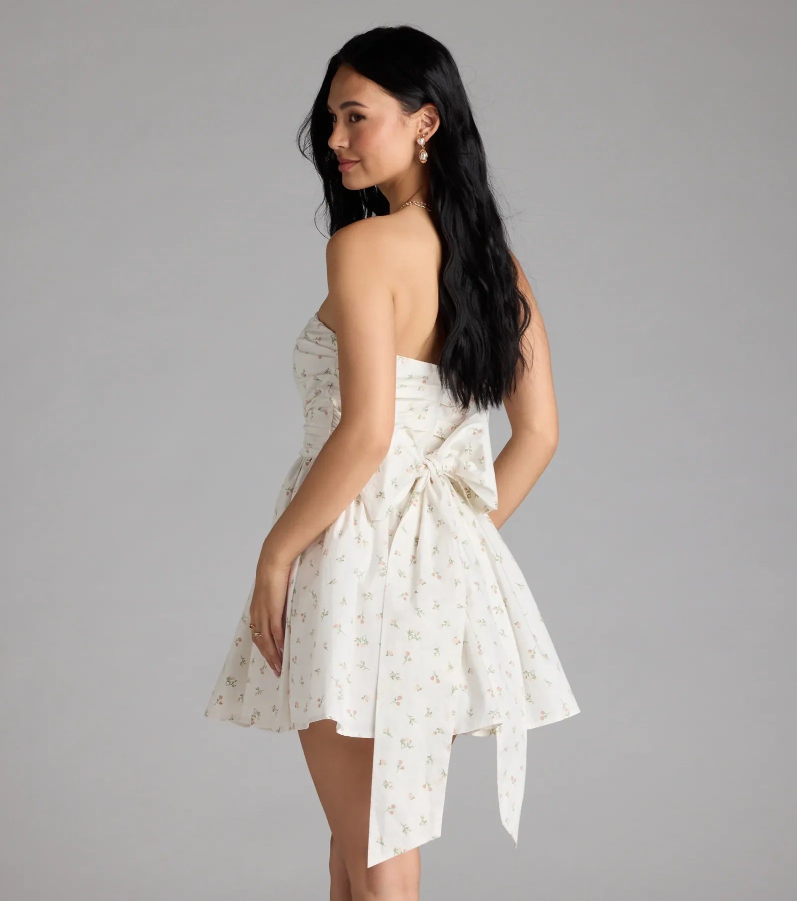 Loveliest Of Them All Bow Floral Skater Dress