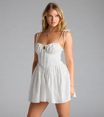 Here For Admiration Corset Lace-Up Eyelet Skater Dress