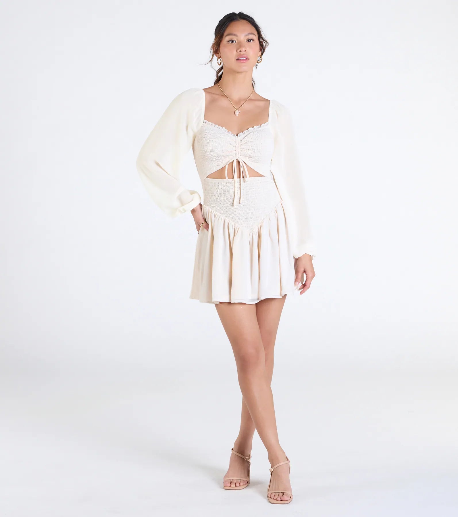 Perfect View Smocked Cutout Skater Dress