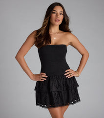 Cutie Vibes Eyelet Drop Waist Skater Dress