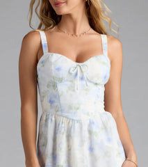 Charmed Sweetness Lace-Up Floral Chiffon Midi Dress