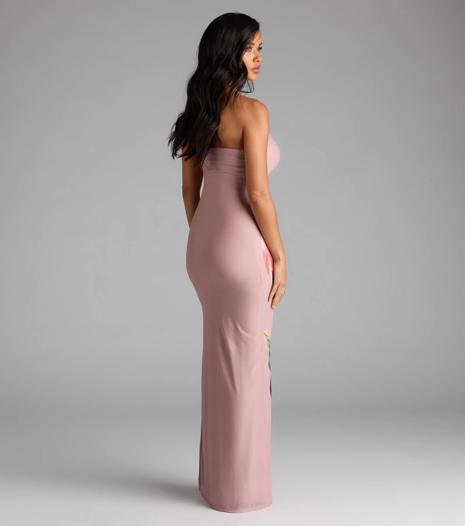 Statement Blooms Strapless Floral Maxi Dress