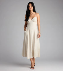 Chic Twist Tie-Back Striped Midi Dress