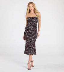 Sweetest Soul Strapless Floral Flare Midi Dress