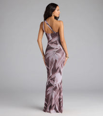Vacay Mode Tropical Print One-Shoulder Maxi Dress