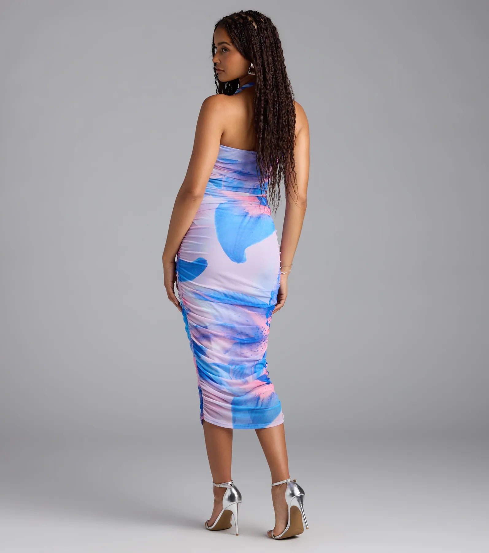 Captivated In Floral Halter Bodycon Midi Dress