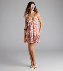 Sunny Days Floral Halter Skater Dress