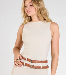 Modern Babe Sleeveless Belted Mini Dress