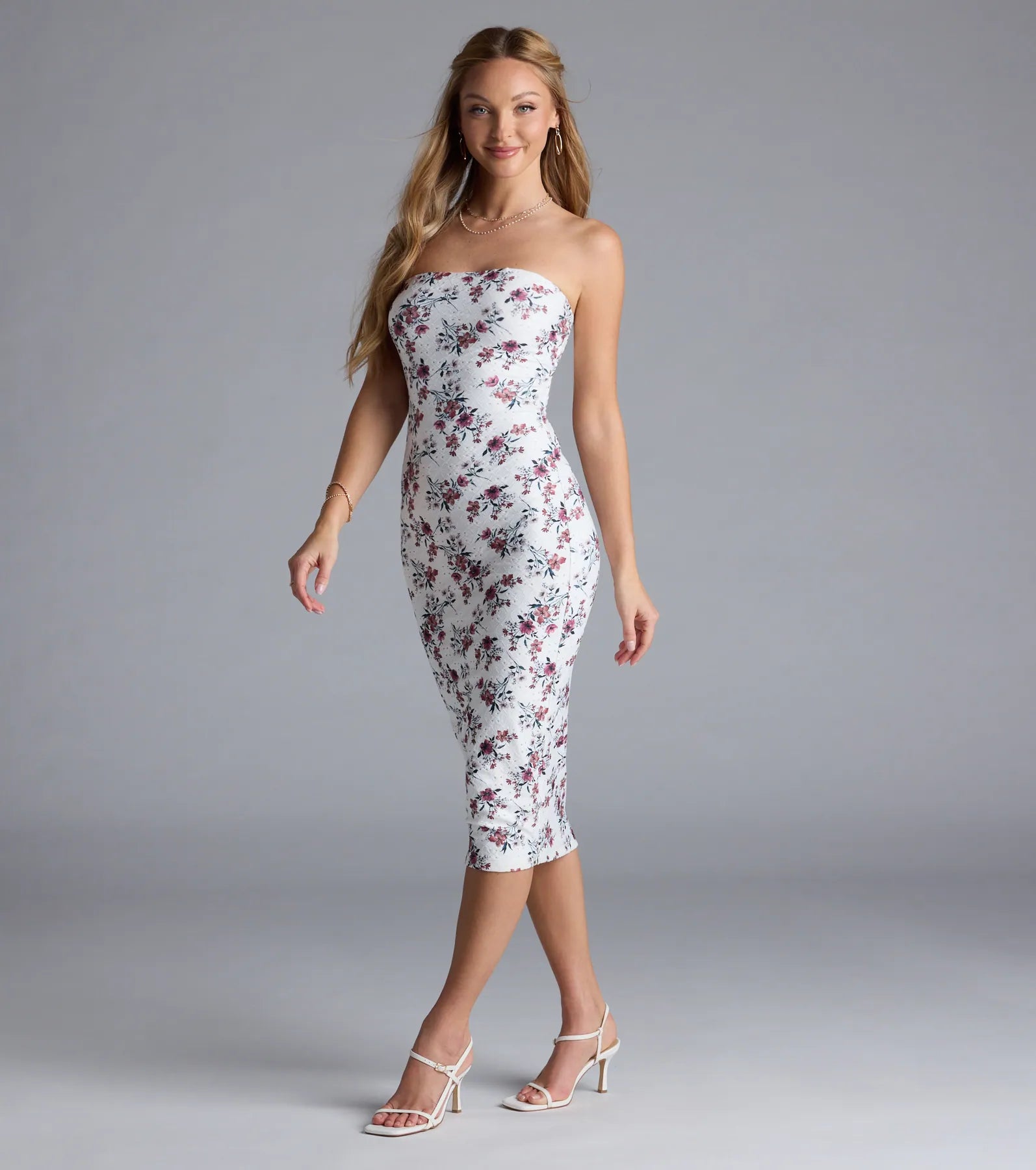 Blissful Cutie Floral Bodycon Midi Dress