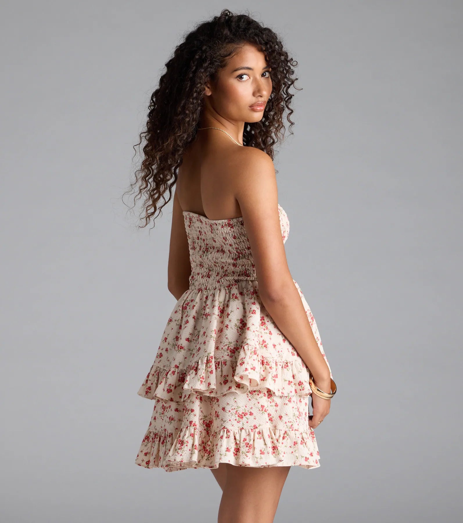 Flirty Fave Floral Ruffled Skater Dress