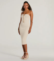 Trend Moment Lace-Up Bodycon Midi Dress