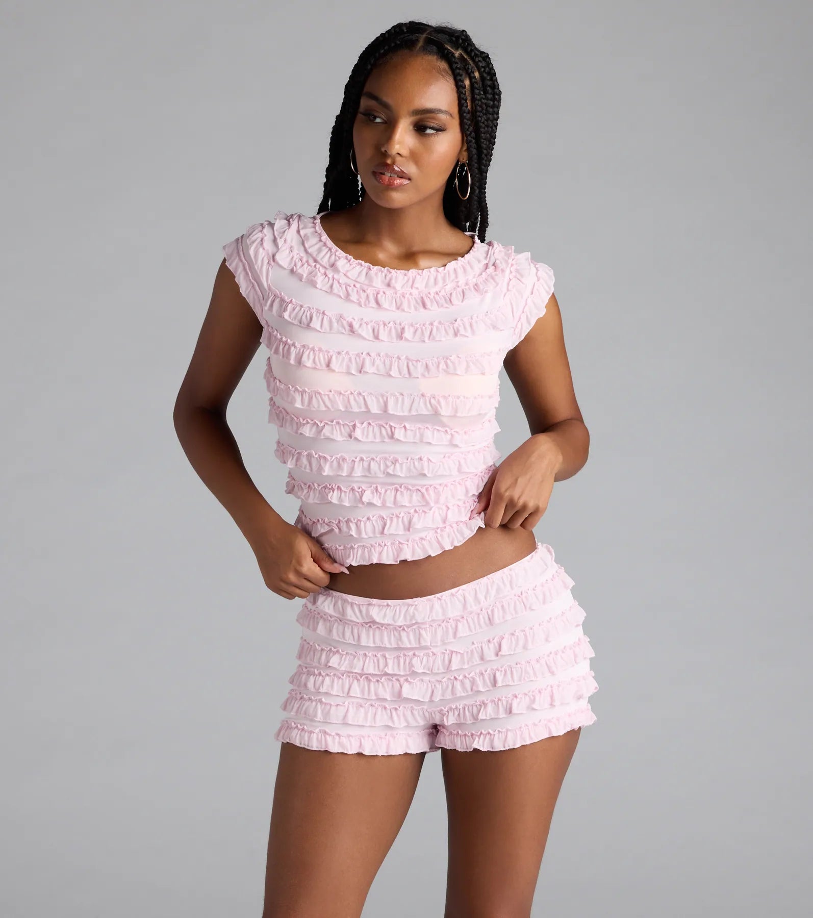 Summer Spice Lace-Up Ruffle Crop Top