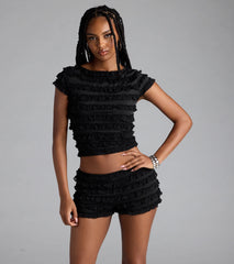 Summer Spice Lace-Up Ruffle Crop Top