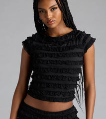 Summer Spice Lace-Up Ruffle Crop Top