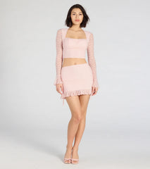 Perfect Match Long Sleeve Lace Crop Top