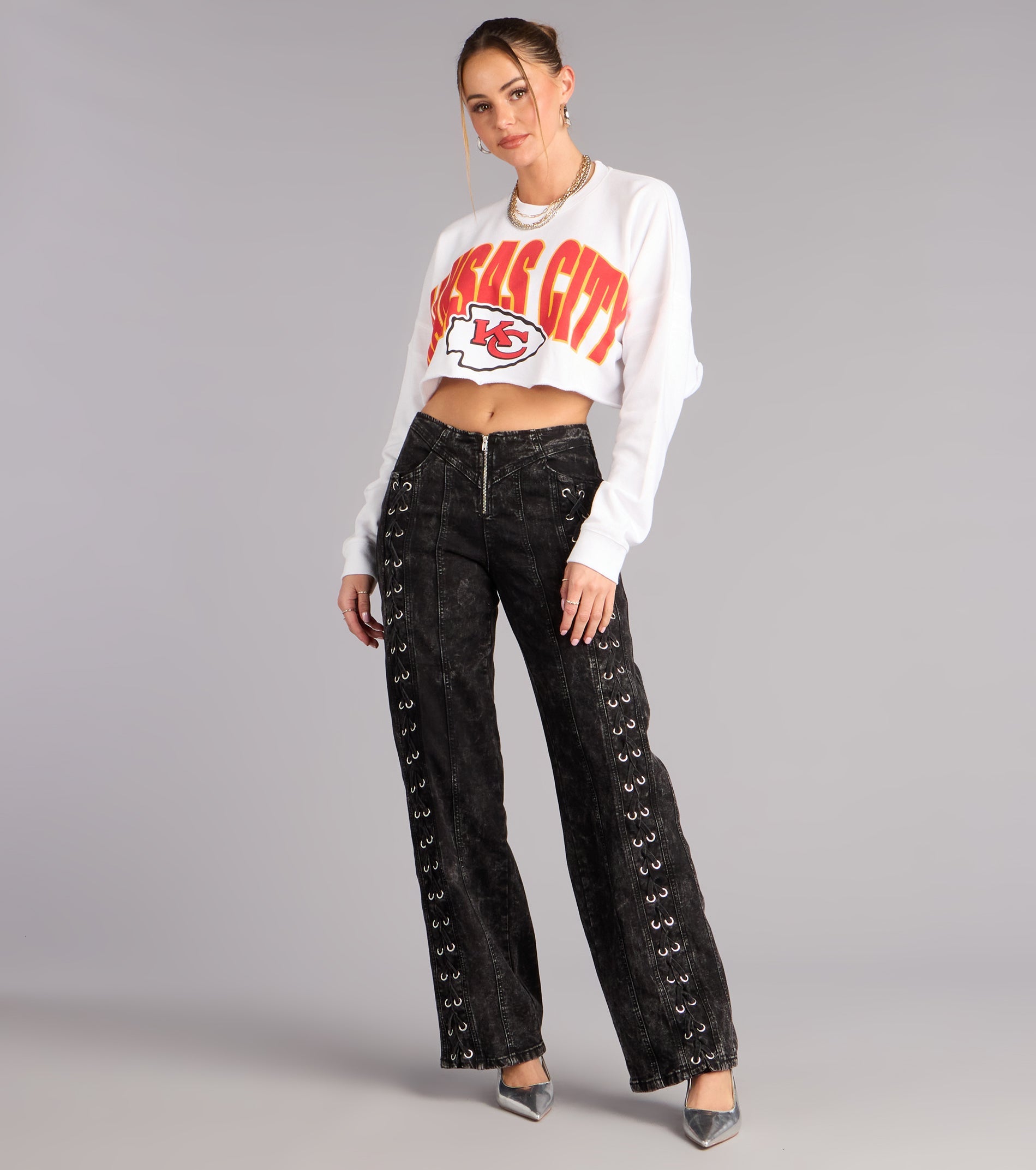 Ultra Game NFL Kansas City Chiefs Crop Sweatshirt