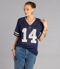 Game Ready Glam Rhinestone Jersey Top