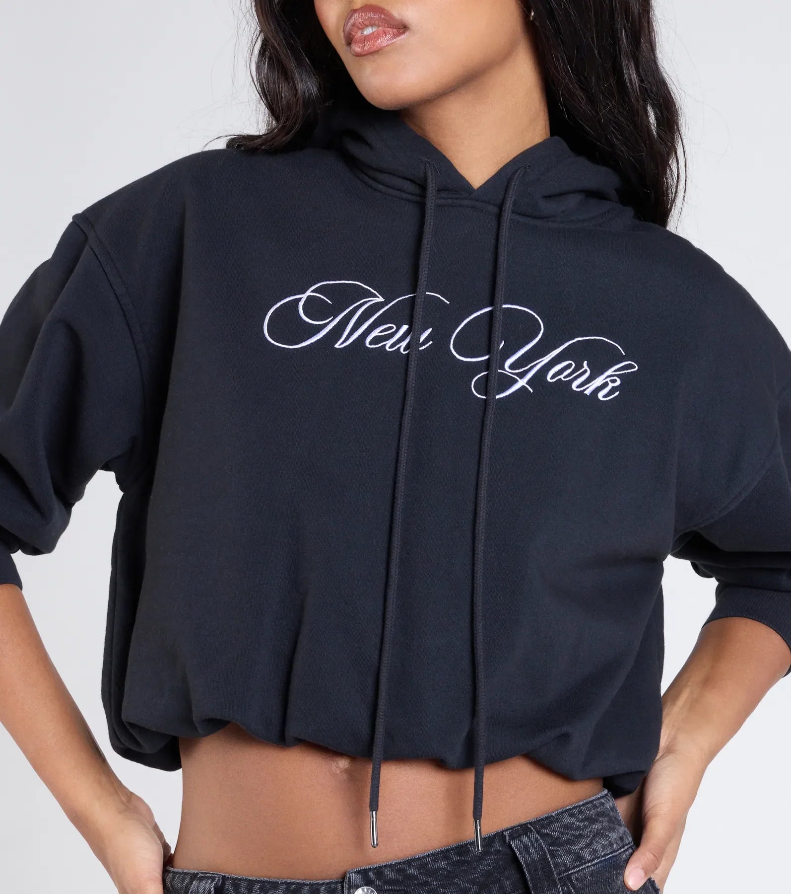 New York Bubble Crop Hoodie