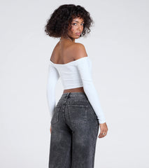 Sultry Perception Off-The-Shoulder Crop Top