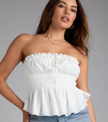 Sweet Fantasy Crepe Peplum Tube Top