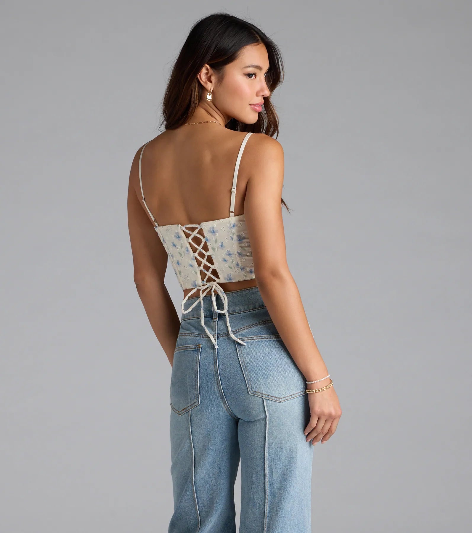 Picturesque Cutie Lace-Up Floral Bustier