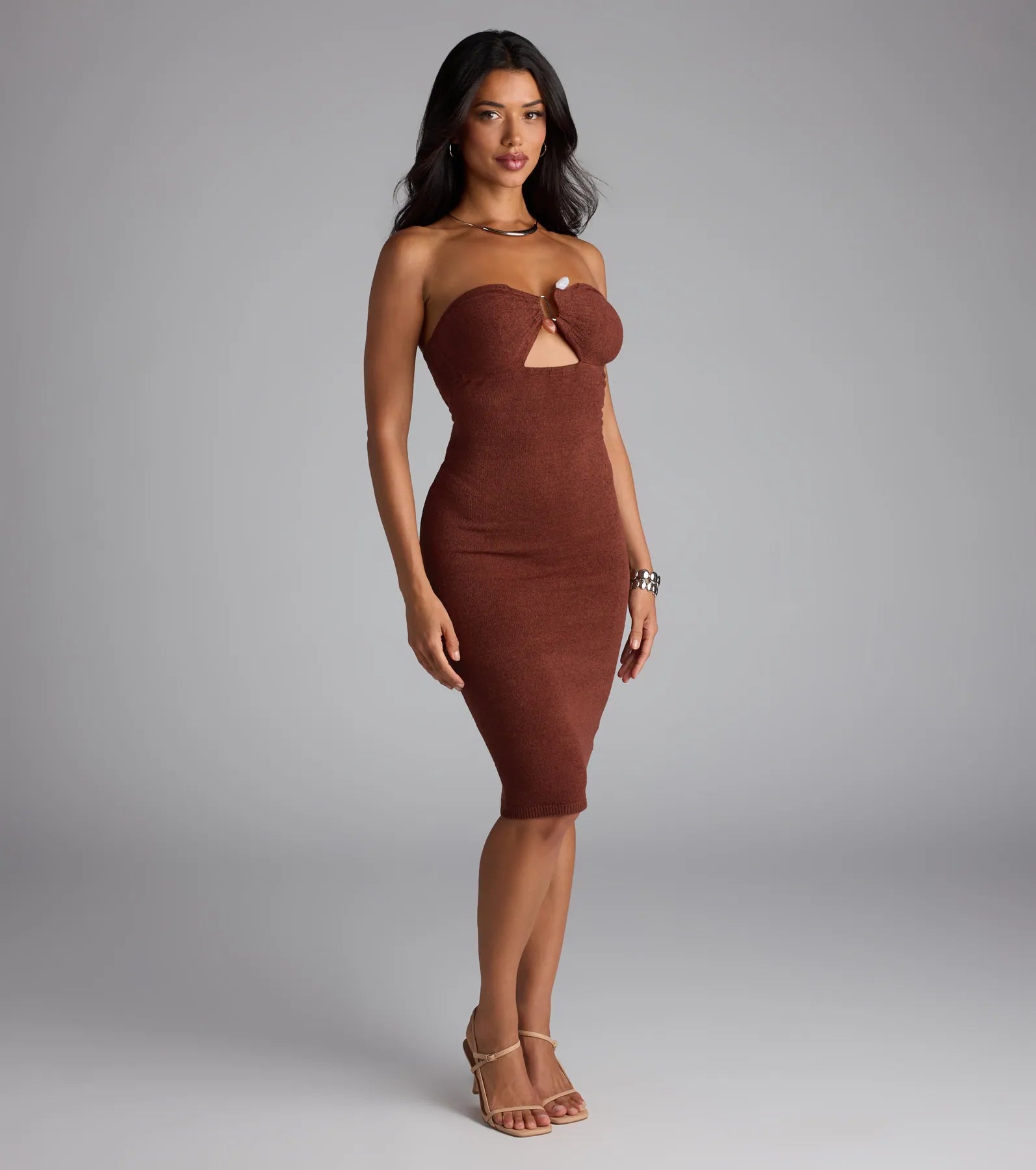 Effortless Influence Strapless Bodycon Midi Dress