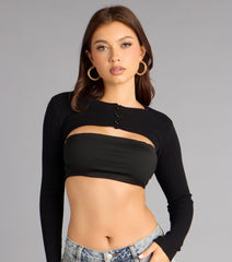 Level Up Ribbed Knit Long Sleeve Topper