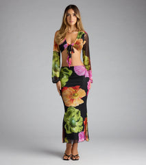 Island Muse Tropical Floral Tie-Front Top