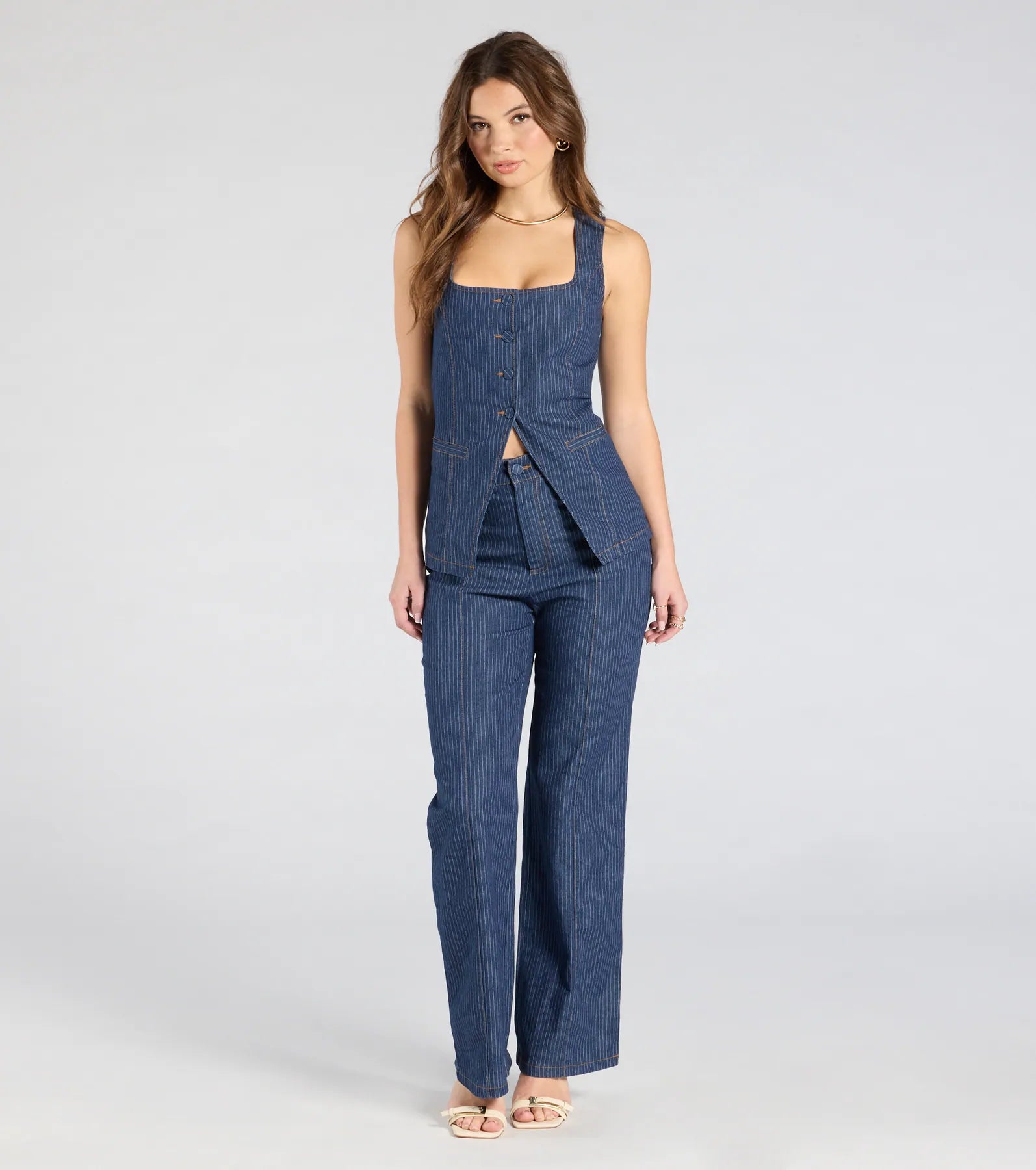 Fresh Perfection Button Split Denim Vest