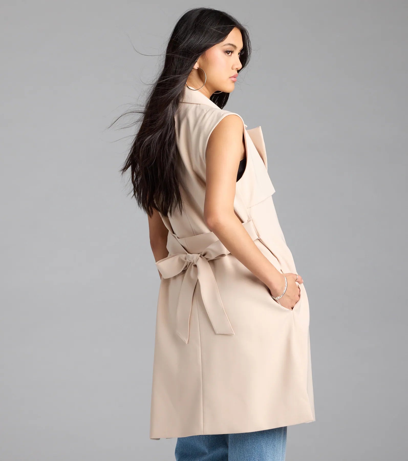 Leave It Me Belted Long Vest