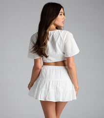 Weekend Fun Flutter Sleeve Tie-Front Top