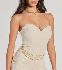 Polished Darling Tweed Sequin Belted Romper