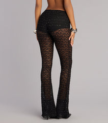 Night Glam Lace Rhinestone Flare Pants