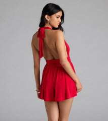 Bold Babe Halter Plunge Neck Romper