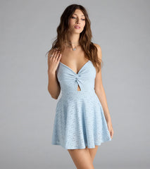 So Flirty Eyelet Knit Skater Romper