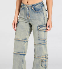 Cutie In Cargo High-Rise Denim Jeans
