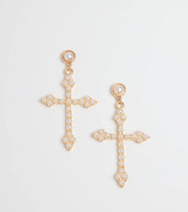 Blessed Style Faux Pearl Cross Earrings