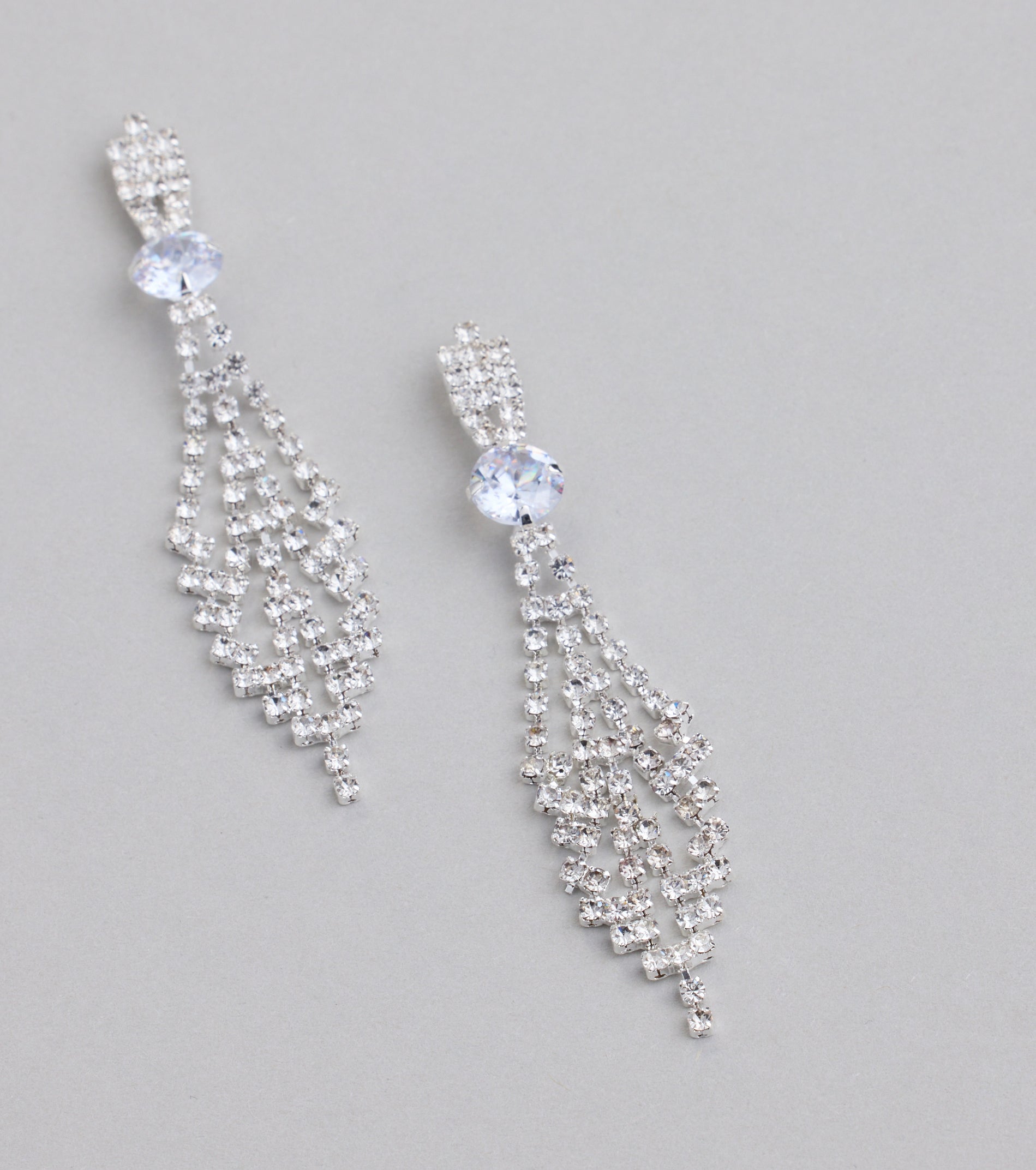 Luxe Shimmer Rhinestone Chandelier Earrings